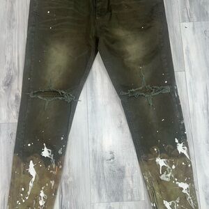 Distressed Olive Green Men's Jeans
